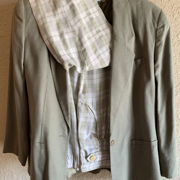 Celery Green Jacket (size 10) with celery plaid pants - Picture 3 of 4